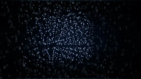 Abstract digital data stream with floating binary code particles on a dark blue Stock Footage 339322900