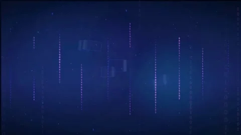 Abstract Digital Data Stream with Floating Binary Code and Glowing Particles on Stock Footage 339322988
