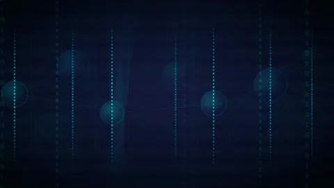Abstract Digital Data Stream with Floating Blue Spheres and Binary Code on Dark Stock Footage 339324629