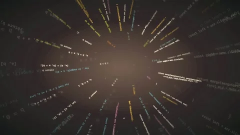 Abstract Digital Data Stream with Floating Programming Code Lines Moving Stock Footage 339947694