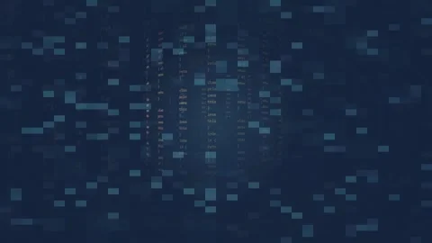 Abstract digital data stream with floating code fragments and binary particles Stock Footage 339949414