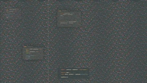 Abstract Digital Data Stream with Floating Code Windows and Matrix Style Stock Footage 339964221