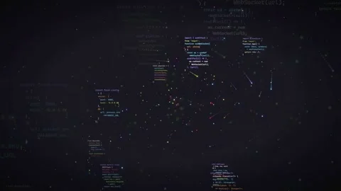 Abstract Digital Data Stream with Floating Programming Code and Colorful Stock Footage 339968388