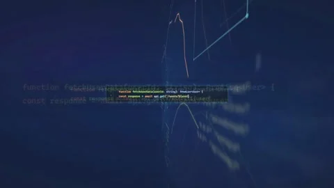 Abstract Digital Data Stream with Floating Programming Code and Network Stock Footage 339968917