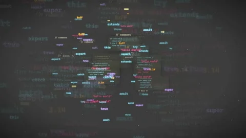 Abstract Digital Data Stream with Floating Programming Code and Software Stock Footage 339972900