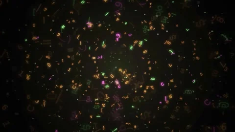 Abstract digital data stream with floating glowing numbers and symbols on a Stock Footage 343154453