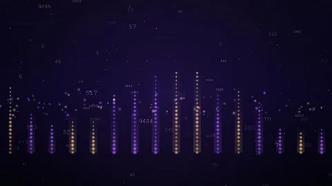 Abstract Digital Data Stream with Floating Numbers and Glowing Vertical Stock Footage 344774298