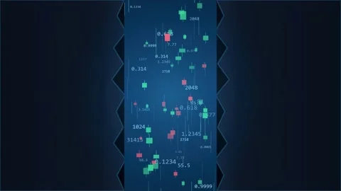 Abstract digital data stream with floating numbers and geometric shapes on dark Stock Footage 344776005