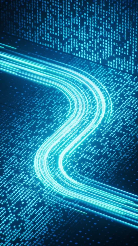 Abstract digital data stream flowing through a binary code background dynam.. 스톡 동영상 332315783