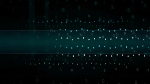 Abstract digital data stream with flowing binary code and glowing blue Stock Footage 339323840