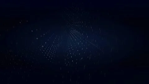 Abstract digital data stream with flowing binary code particles on dark blue Stock Footage 339324379
