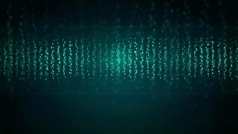 Abstract digital data stream with flowing binary code on a dark teal Stock Footage 339325373