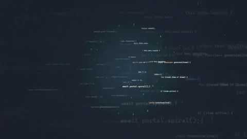 Abstract digital data stream with flowing computer code and programming syntax Stock Footage 339955732