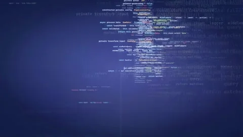 Abstract digital data stream with flowing computer code and programming scripts Stock Footage 339960725