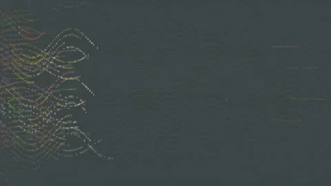 Abstract digital data stream with flowing colorful code particles on a dark Stock Footage 339967786