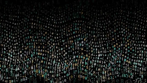 Abstract digital data stream with flowing alphanumeric characters and symbols Stock Footage 341827367