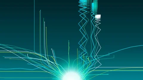 Abstract digital data stream flowing from bright light futuristic motion gr.. 스톡 동영상 341907866