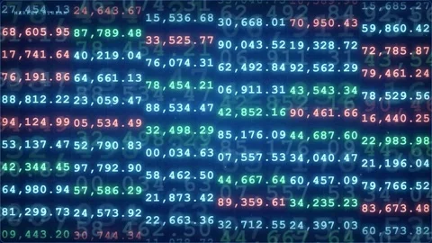 Abstract digital data stream with flowing white numbers and mathematical Stock Footage 343874117