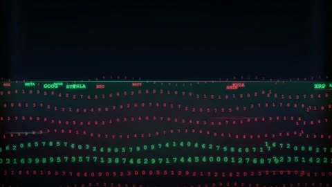 Abstract digital data stream with flowing red and green numbers on a black Stock Footage 344774332