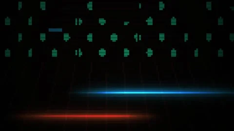 Abstract digital data stream with glowing green binary code and lens flare. Stock Footage 334443379