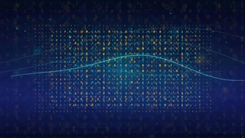 Abstract Digital Data Stream with Glowing Binary Code and Flowing Blue Light Stock Footage 336772366