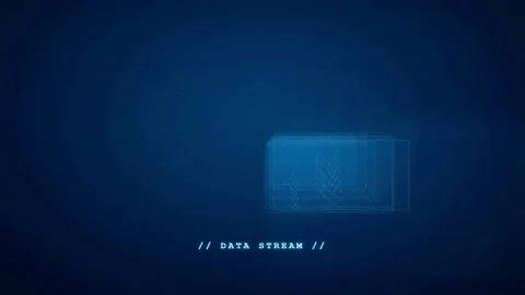 Abstract Digital Data Stream with Glowing Blue Interface Elements on Dark Stock Footage 336772884