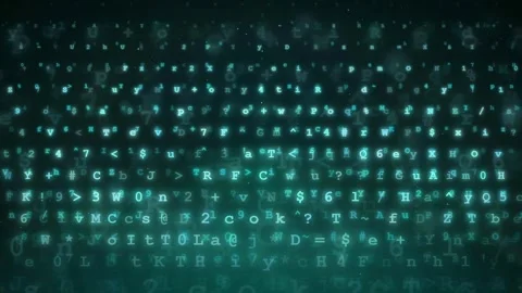 Abstract Digital Data Stream with Glowing Cyan Binary Code and Matrix Style Stock Footage 336774287