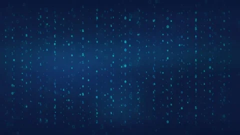 Abstract Digital Data Stream with Glowing Blue Binary Code Particles Moving in Stock Footage 336774852