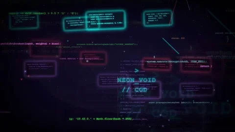 Abstract digital data stream with glowing computer code and futuristic Stock Footage 336775251