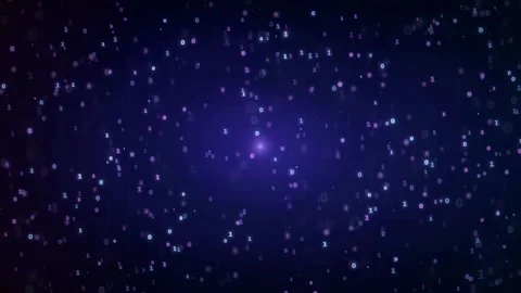 Abstract Digital Data Stream with Glowing Binary Code Particles Moving Through Stock Footage 336775260