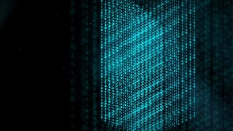 Abstract Digital Data Stream with Glowing Blue Binary Code and Cyber Security Stock Footage 336776767