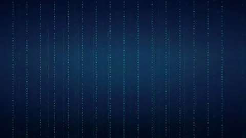 Abstract digital data stream with glowing blue particles falling in vertical Stock Footage 336778577