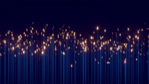 Abstract Digital Data Stream with Glowing Binary Numbers and Blue Connections Stock Footage 338191199