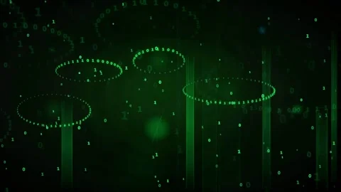 Abstract Digital Data Stream with Glowing Green Binary Code and Futuristic Stock Footage 339318792
