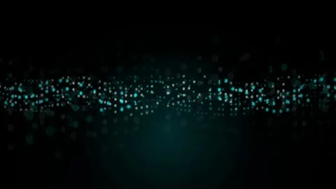 Abstract Digital Data Stream with Glowing Blue Binary Particles Flowing on Stock Footage 339319194