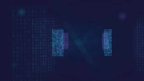 Abstract digital data stream with glowing binary code particles and futuristic Stock Footage 339319724