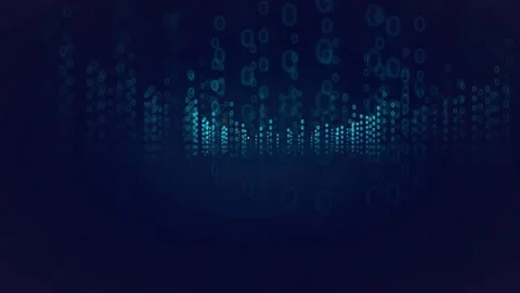 Abstract Digital Data Stream with Glowing Blue Binary Code and Particle Motion Stock Footage 339319732