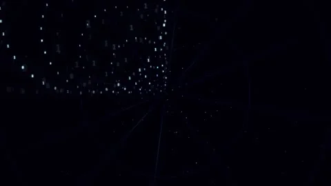 Abstract Digital Data Stream with Glowing Binary Code and Geometric Circular Stock Footage 339320675