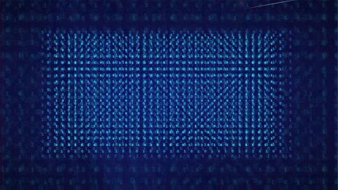 Abstract Digital Data Stream with Glowing Blue Binary Code Matrix and Glitch Stock Footage 339321218