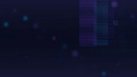 Abstract Digital Data Stream with Glowing Blue and Purple Particles on Dark Stock Footage 339321226