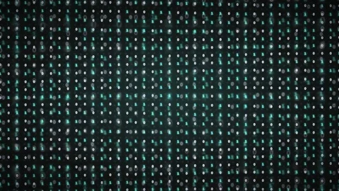 Abstract Digital Data Stream with Glowing Cyan Binary Code Particles on Dark Stock Footage 339321600