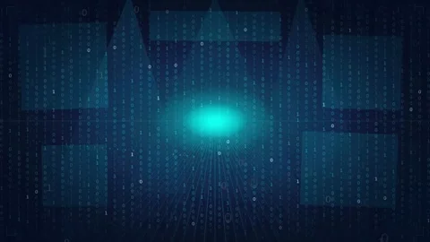 Abstract Digital Data Stream with Glowing Blue Light and Binary Code Background Stock Footage 339321602