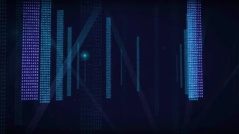 Abstract Digital Data Stream with Glowing Binary Code Columns and Moving Stock Footage 339322752