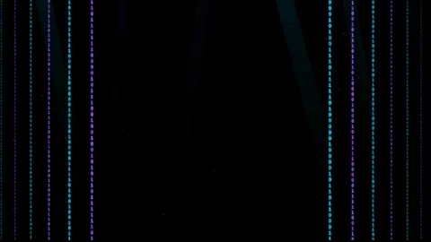 Abstract Digital Data Stream with Glowing Blue and Purple Binary Code on Black Stock Footage 339322916