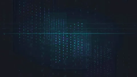 Abstract Digital Data Stream with Glowing Blue Particles and Binary Code on Stock Footage 339323762