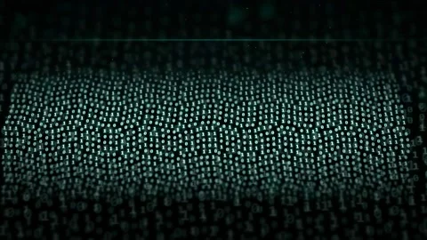 Abstract Digital Data Stream with Glowing Binary Code Particles Moving Across Stock Footage 339323893