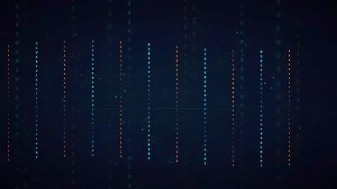 Abstract Digital Data Stream with Glowing Binary Code Particles on Dark Blue Stock Footage 339324387