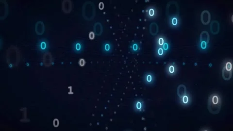 Abstract Digital Data Stream with Glowing Binary Code and Network Connections Stock Footage 339324633