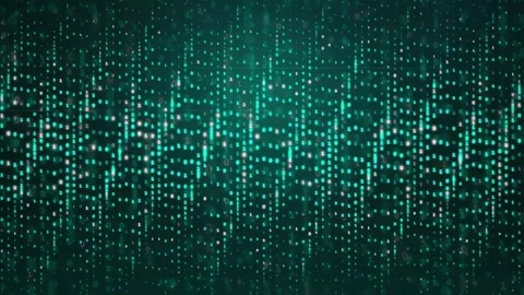 Abstract Digital Data Stream with Glowing Teal Particles Moving in a Futuristic Stock Footage 339324999