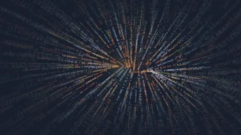 Abstract Digital Data Stream with Glowing Code Lines Moving Towards Center in Stock Footage 339947864